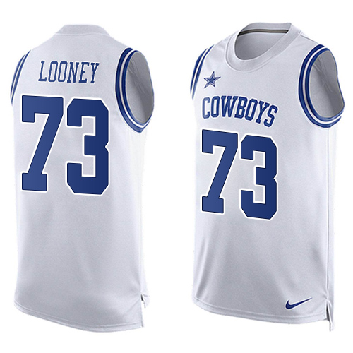 Men's Nike Dallas Cowboys #73 Joe Looney Limited White Player Name & Number Tank Top NFL Jersey