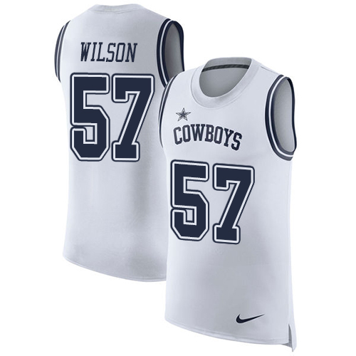 Men's Nike Dallas Cowboys #57 Damien Wilson White Rush Player Name & Number Tank Top NFL Jersey