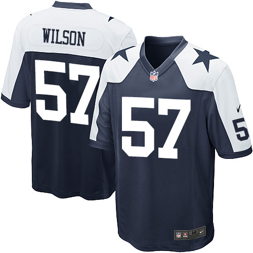 Men's Nike Dallas Cowboys #57 Damien Wilson Game Navy Blue Throwback Alternate NFL Jersey