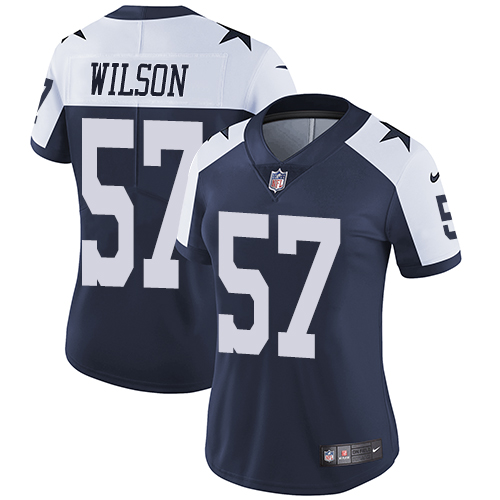 Women's Nike Dallas Cowboys #57 Damien Wilson Navy Blue Throwback Alternate Vapor Untouchable Elite Player NFL Jersey