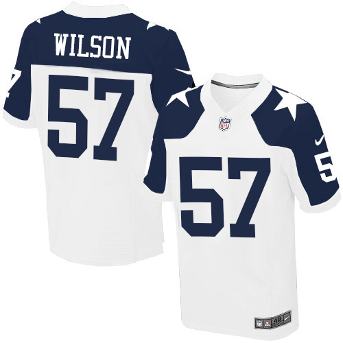 Men's Nike Dallas Cowboys #57 Damien Wilson Elite White Throwback Alternate NFL Jersey