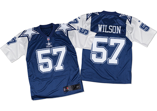 Men's Nike Dallas Cowboys #57 Damien Wilson Elite White/Navy Throwback NFL Jersey