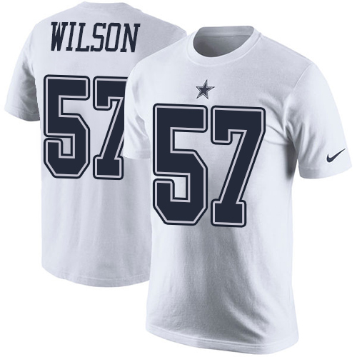 NFL Men's Nike Dallas Cowboys #57 Damien Wilson White Rush Pride Name & Number T-Shirt
