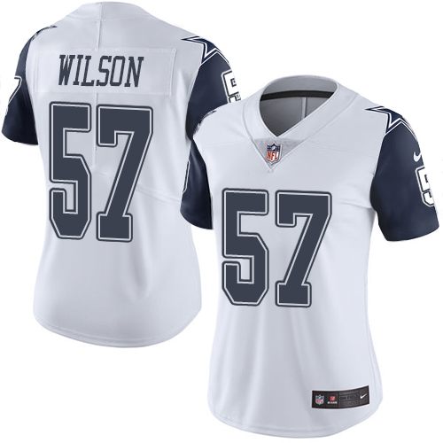 Women's Nike Dallas Cowboys #57 Damien Wilson Limited White Rush Vapor Untouchable NFL Jersey