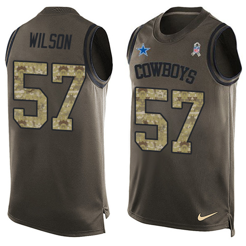 Men's Nike Dallas Cowboys #57 Damien Wilson Limited Green Salute to Service Tank Top NFL Jersey