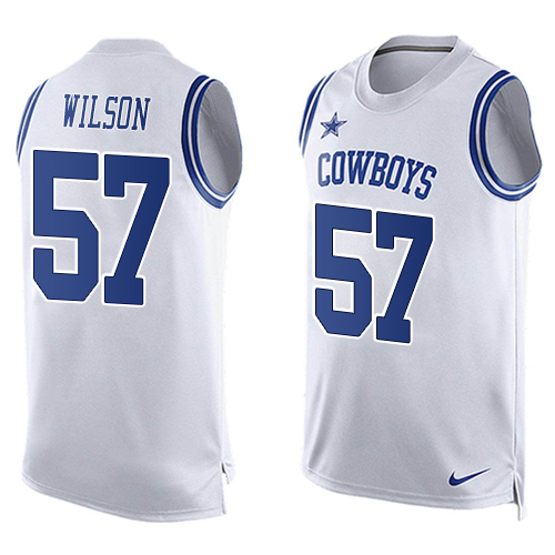 Men's Nike Dallas Cowboys #57 Damien Wilson Limited White Player Name & Number Tank Top NFL Jersey