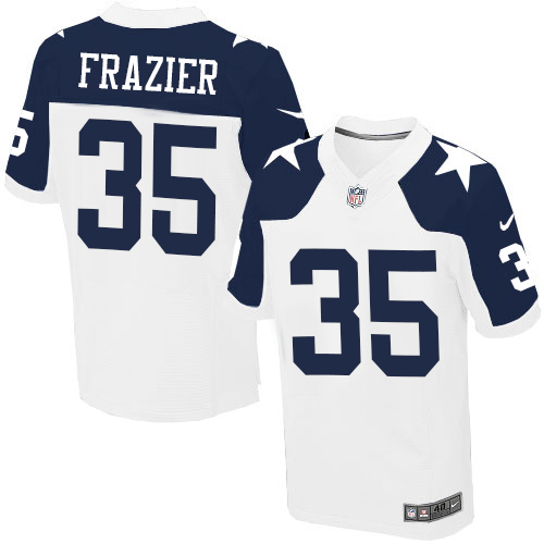 Men's Nike Dallas Cowboys #35 Kavon Frazier Elite White Throwback Alternate NFL Jersey