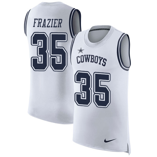 Men's Nike Dallas Cowboys #35 Kavon Frazier White Rush Player Name & Number Tank Top NFL Jersey