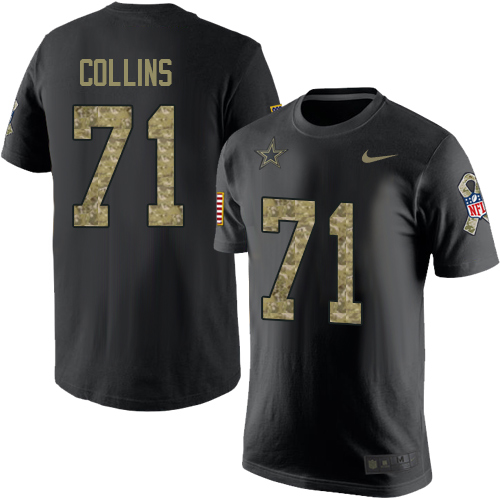 NFL Men's Nike Dallas Cowboys #71 La'el Collins Black Camo Salute to Service T-Shirt