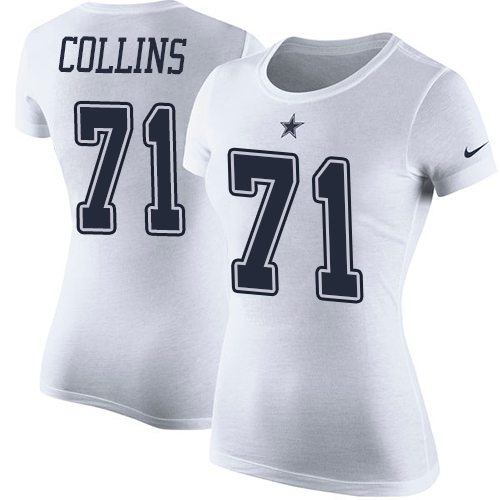 NFL Women's Nike Dallas Cowboys #71 La'el Collins White Rush Pride Name & Number T-Shirt