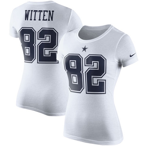 NFL Women's Nike Dallas Cowboys #82 Jason Witten White Rush Pride Name & Number T-Shirt