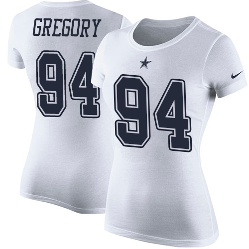 NFL Women's Nike Dallas Cowboys #94 Randy Gregory White Rush Pride Name & Number T-Shirt