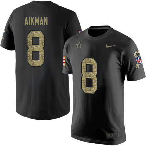NFL Men's Nike Dallas Cowboys #8 Troy Aikman Black Camo Salute to Service T-Shirt