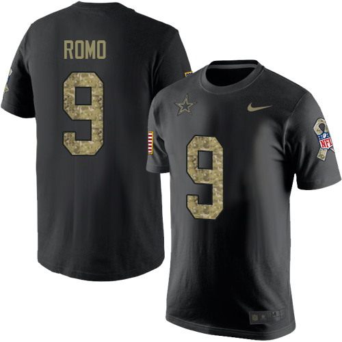 NFL Men's Nike Dallas Cowboys #9 Tony Romo Black Camo Salute to Service T-Shirt