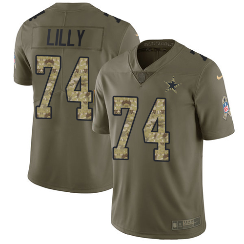 Youth Nike Dallas Cowboys #74 Bob Lilly Limited Olive/Camo 2017 Salute to Service NFL Jersey