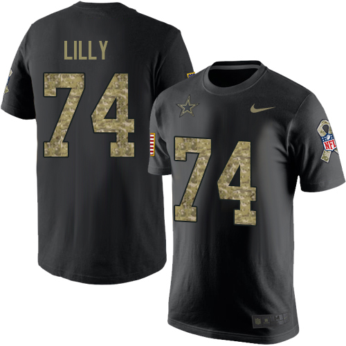 NFL Men's Nike Dallas Cowboys #74 Bob Lilly Black Camo Salute to Service T-Shirt