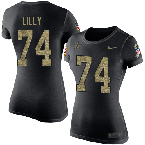 NFL Women's Nike Dallas Cowboys #74 Bob Lilly Black Camo Salute to Service T-Shirt