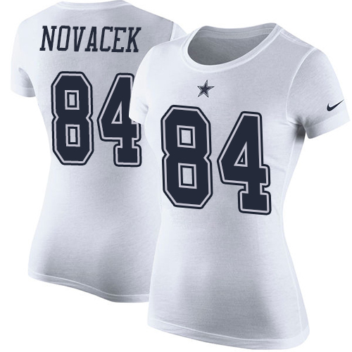 NFL Women's Nike Dallas Cowboys #84 Jay Novacek White Rush Pride Name & Number T-Shirt