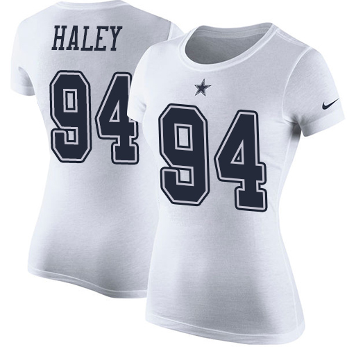 NFL Women's Nike Dallas Cowboys #94 Charles Haley White Rush Pride Name & Number T-Shirt