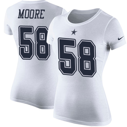 NFL Women's Nike Dallas Cowboys #58 Damontre Moore White Rush Pride Name & Number T-Shirt