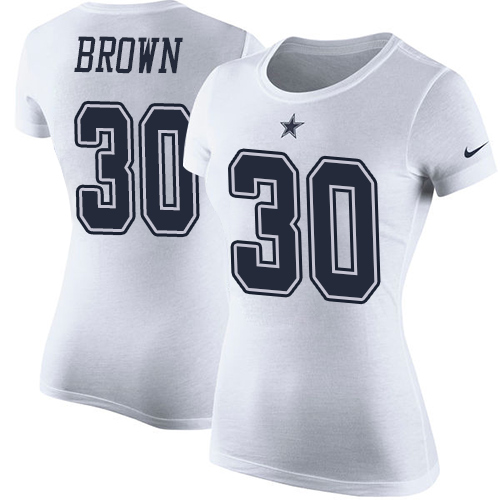 NFL Women's Nike Dallas Cowboys #30 Anthony Brown White Rush Pride Name & Number T-Shirt