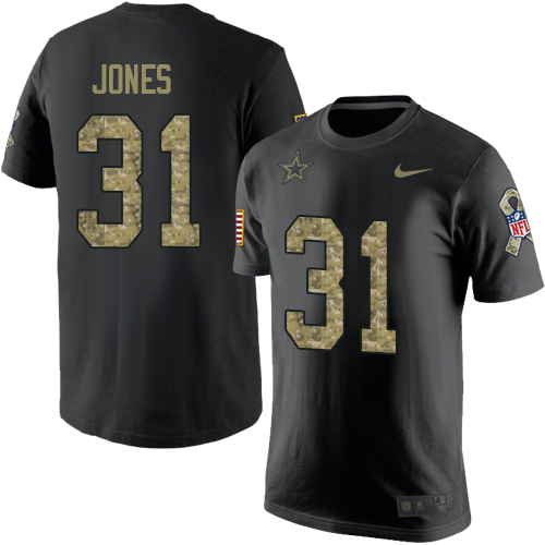 NFL Men's Nike Dallas Cowboys #31 Byron Jones Black Camo Salute to Service T-Shirt