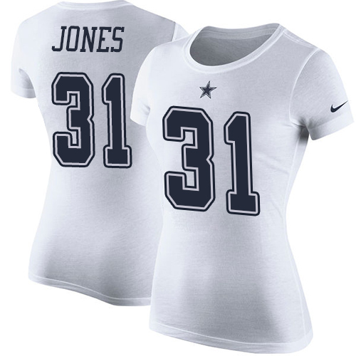 NFL Women's Nike Dallas Cowboys #31 Byron Jones White Rush Pride Name & Number T-Shirt