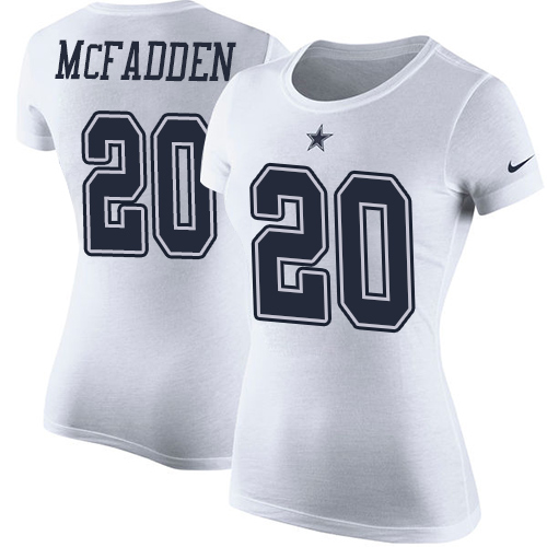 NFL Women's Nike Dallas Cowboys #20 Darren McFadden White Rush Pride Name & Number T-Shirt