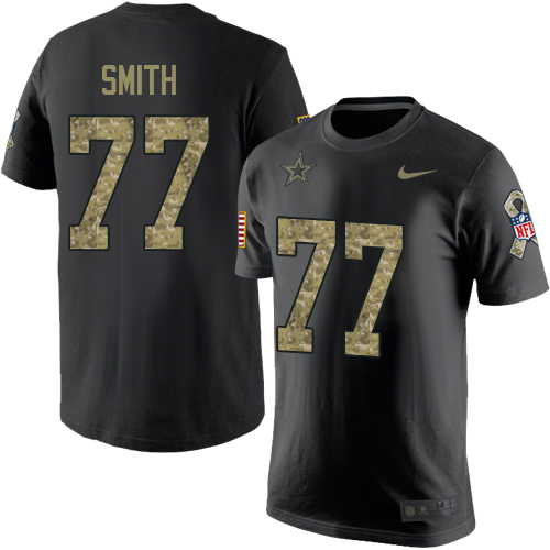 NFL Men's Nike Dallas Cowboys #77 Tyron Smith Black Camo Salute to Service T-Shirt