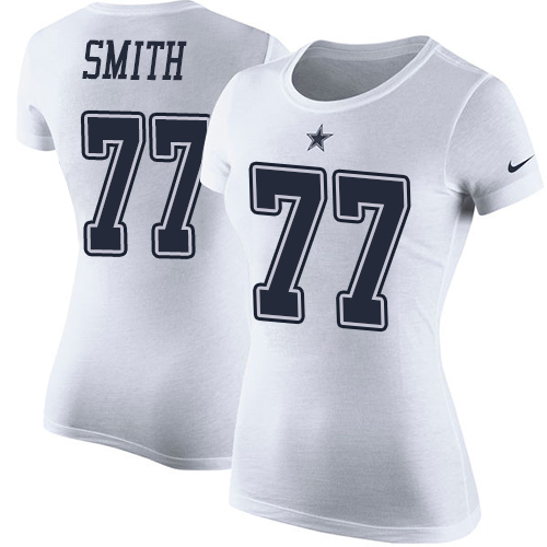 NFL Women's Nike Dallas Cowboys #77 Tyron Smith White Rush Pride Name & Number T-Shirt