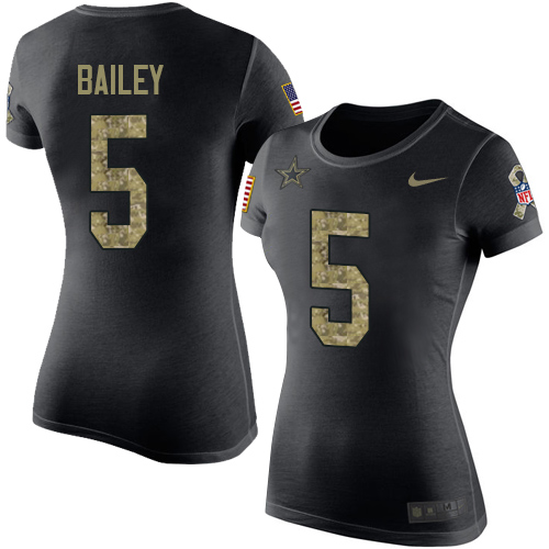 NFL Women's Nike Dallas Cowboys #5 Dan Bailey Black Camo Salute to Service T-Shirt