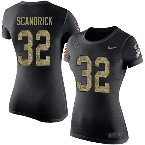 NFL Women's Nike Dallas Cowboys #32 Orlando Scandrick Black Camo Salute to Service T-Shirt