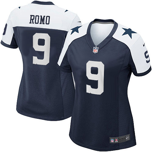 Women's Nike Dallas Cowboys #9 Tony Romo Game Navy Blue Throwback Alternate NFL Jersey