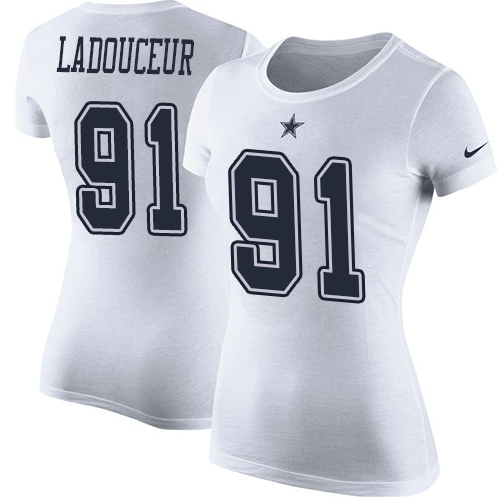 NFL Women's Nike Dallas Cowboys #91 L. P. Ladouceur White Rush Pride Name & Number T-Shirt