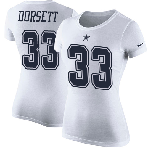 NFL Women's Nike Dallas Cowboys #33 Tony Dorsett White Rush Pride Name & Number T-Shirt