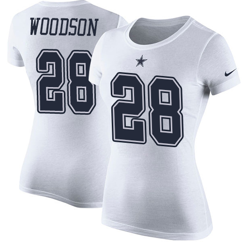 NFL Women's Nike Dallas Cowboys #28 Darren Woodson White Rush Pride Name & Number T-Shirt