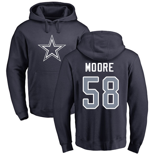 NFL Nike Dallas Cowboys #58 Damontre Moore Navy Blue Name & Number Logo Pullover Hoodie