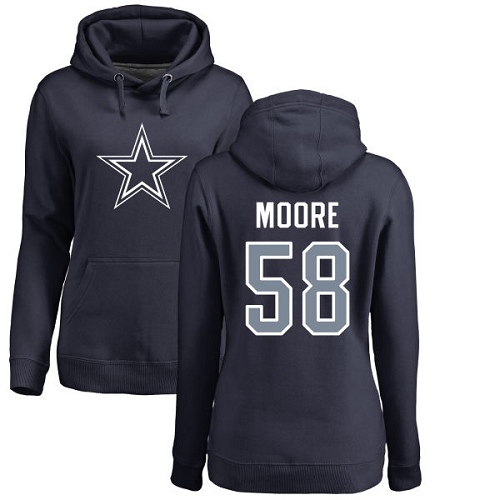 NFL Women's Nike Dallas Cowboys #58 Damontre Moore Navy Blue Name & Number Logo Pullover Hoodie
