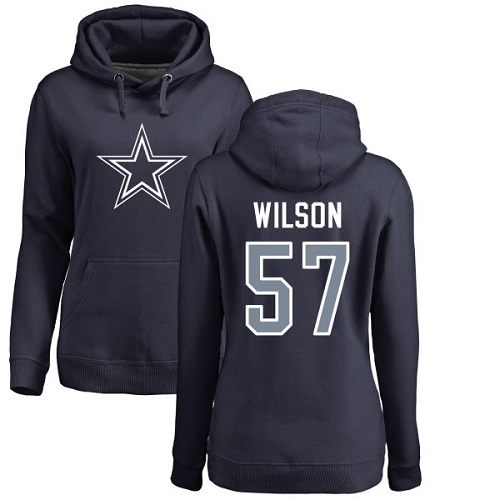 NFL Women's Nike Dallas Cowboys #57 Damien Wilson Navy Blue Name & Number Logo Pullover Hoodie