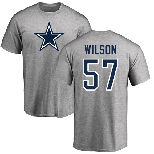 NFL Nike Dallas Cowboys #57 Damien Wilson Ash Name & Number Logo T-Shirt