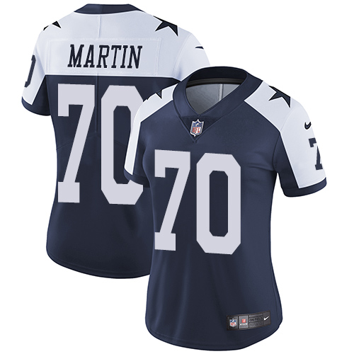 Women's Nike Dallas Cowboys #70 Zack Martin Navy Blue Throwback Alternate Vapor Untouchable Elite Player NFL Jersey