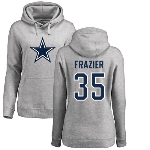 NFL Women's Nike Dallas Cowboys #35 Kavon Frazier Ash Name & Number Logo Pullover Hoodie
