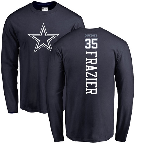 NFL Nike Dallas Cowboys #35 Kavon Frazier Navy Blue Backer Long Sleeve T-Shirt