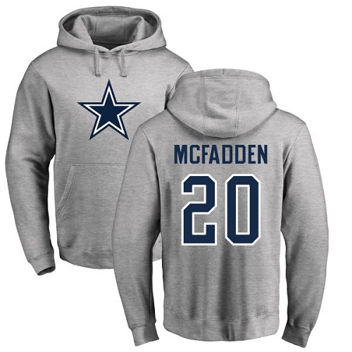 NFL Nike Dallas Cowboys #20 Darren McFadden Ash Name & Number Logo Pullover Hoodie