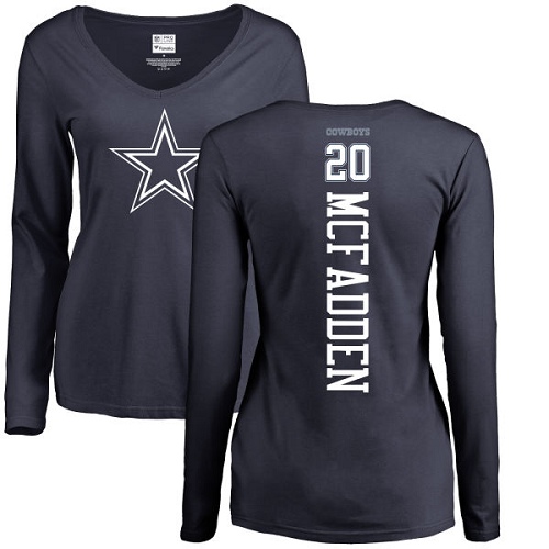 NFL Women's Nike Dallas Cowboys #20 Darren McFadden Navy Blue Backer Slim Fit Long Sleeve T-Shirt