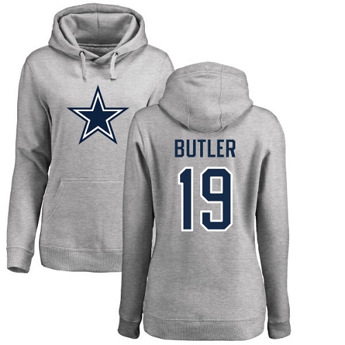NFL Women's Nike Dallas Cowboys #19 Brice Butler Ash Name & Number Logo Pullover Hoodie