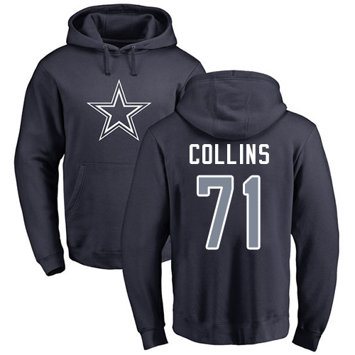 NFL Nike Dallas Cowboys #71 La'el Collins Navy Blue Name & Number Logo Pullover Hoodie