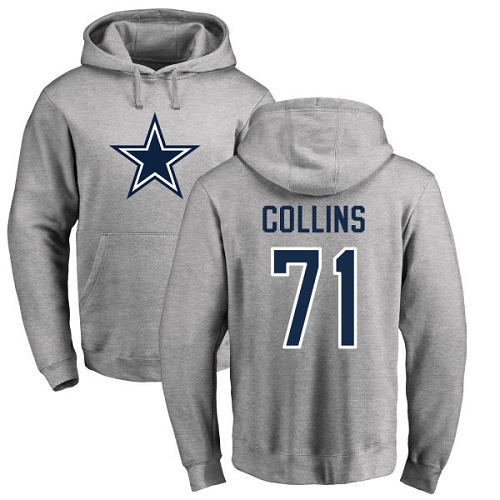 NFL Nike Dallas Cowboys #71 La'el Collins Ash Name & Number Logo Pullover Hoodie