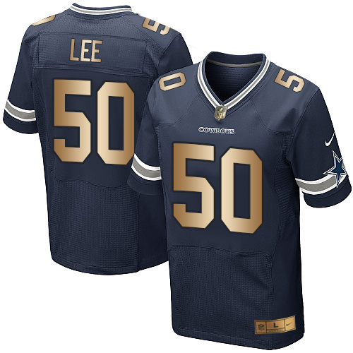 Men's Nike Dallas Cowboys #50 Sean Lee Elite Navy/Gold Team Color NFL Jersey