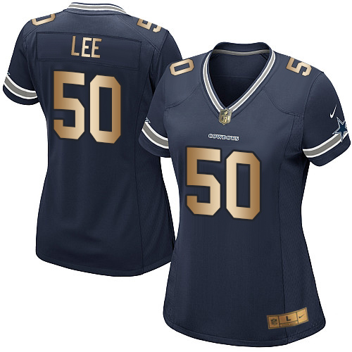 Women's Nike Dallas Cowboys #50 Sean Lee Elite Navy/Gold Team Color NFL Jersey